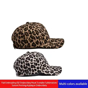 Leopard Print Baseball Cap Cotton Adjustable Metal Buckle Curved Brim Outdoor Sports Streetwear Sun Hat