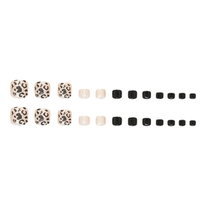 Champagne leopard print and glitter press-on toenails set with 24 stylish pieces
