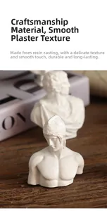 Detailed close-up of a white resin classical bust statue with smooth plaster-like texture
