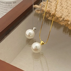 Artificial Pearl Pendant Necklace 925 Sterling Silver French Retro Light Luxury Niche Design Jewelry For Women Elegant Gift