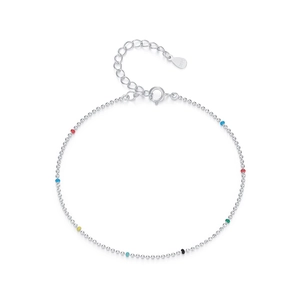 Minimalist S925 sterling silver beaded bracelet with vibrant colorful beads for women