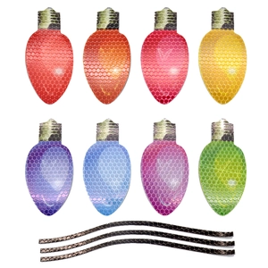 Macro view of reflective honeycomb texture on colorful bulb-shaped acrylic wall stickers