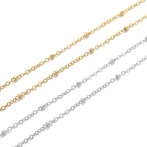 Flat cross bead chain in gold and silver stainless steel for DIY jewelry making
