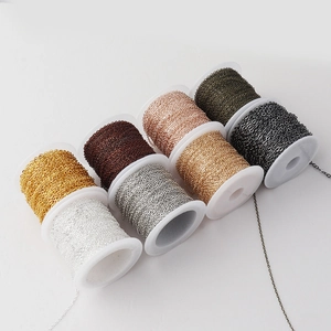 Rolls of flat copper link chains in various plated colors for DIY jewelry making