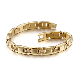 Trendy Titanium Steel Rhinestone Couple Bracelet For Men Women Minimalist Gold Rose Gold Silver Chain Bracelet Jewelry Gift