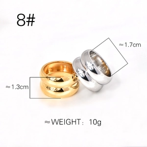 Size 8 wide double layer polished stainless steel ring dimensions and weight overview