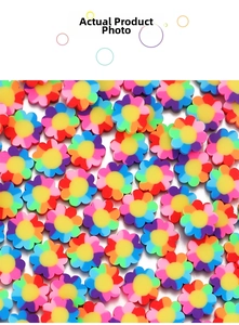 Detailed view of colorful clay sunflower beads for DIY jewelry making and bracelets