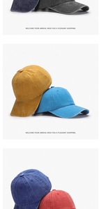 Detail showing various colors of vintage washed cotton baseball caps in stacked arrangement