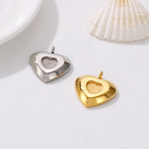 Sweet minimalist heart-shaped stainless steel pendants in gold and silver finish