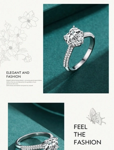 Elegante anello in argento 925 con zircone a forma di cuore e dettagli in pavé di pietre
