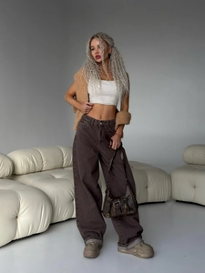 Jeans Micro Flare A Vita Bassa Da Donna Retro Americano Denim Marrone Pantaloni Lunghi Snellenti