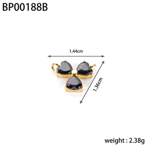 Golden titanium clover pendant with black zircon hearts weighing 2.38g and size 1.44cm