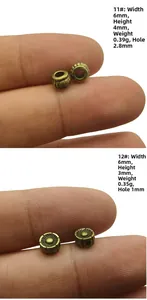 Detail of vintage bronze alloy spacer beads with sunflower and striped patterns for DIY