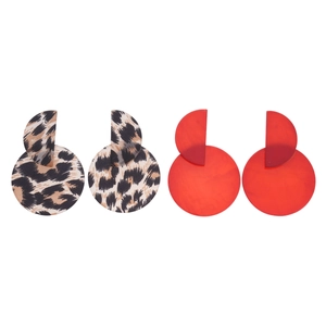 Fashion acrylic tortoiseshell leopard and red circular drop earrings for women set