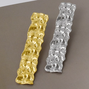 Minimalist 304 stainless steel rectangle earrings with gold and silver crumpled texture