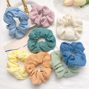 Λαστιχάκια Μαλλιών Με Υφή Φούσκας Ύφασμα Scrunchies Γλυκό Μονόχρωμο Ελαστικά Αξεσουάρ Μαλλιών Για Γυναίκες