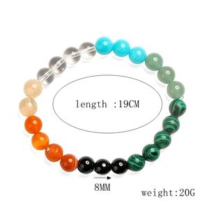 Handmade 8mm multi-color natural stone beaded elastic bracelet with 19cm length