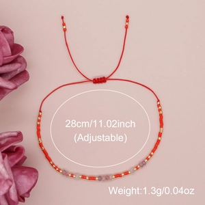 Schmales Boho-Perlenarmband in Rot, verstellbare 28 cm Länge, leichter Sommerschmuck