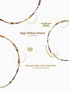 Detail of beaded necklace with Czech glass beads and gold-plated lobster clasp