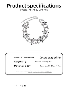 Detailed close-up of grey and white opal stone beads with silver flower alloy links