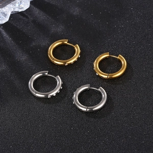 Fashionable 18K gold and silver stainless steel hoop earrings with sparkling crystals