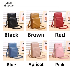 Collage of quilted crossbody phone bags in six colors with stylish zipper compartments