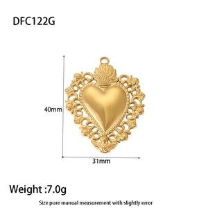 Detailed size view of a 40mm gold heart locket pendant with baroque floral engravings