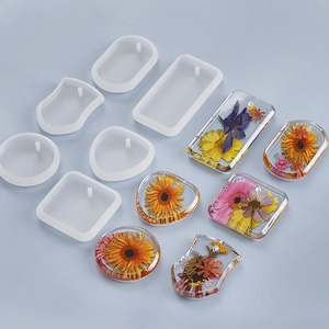 Silicone Resin Casting Molds For DIY Jewelry Making Pendant Heart Round Square Oval Shape Epoxy Resin Craft Tool Translucent