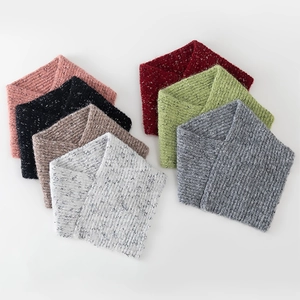 Women Winter Thickened Knit Neck Warmer Solid Color Marled Polyester Warm Thermal Neck Gaiter Korean Style Scarf
