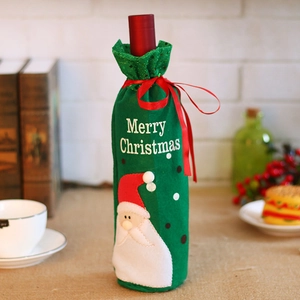 Christmas wine bottle cover with Santa Claus embroidery and Merry Christmas text