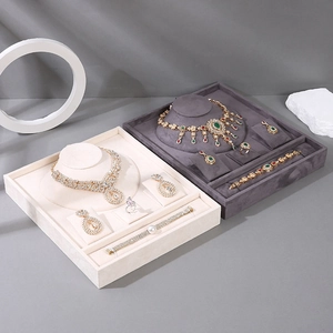 Multi-functional Jewelry Display Tray Organizer Box Velvet PU Leather Necklace Ring Earring Holder Storage Luxury Case