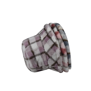 Winter faux fur plaid bucket hats for women in various colors with soft warm texture