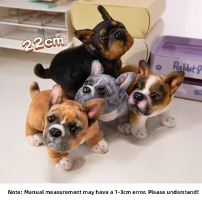Detailed view of 22cm lifelike plush French Bulldogs in multiple realistic colors