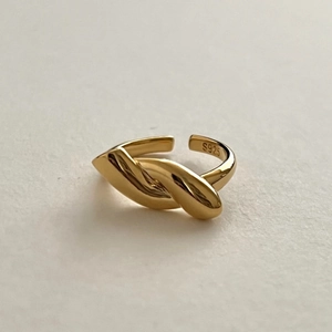 Elegant 18K gold-plated S925 sterling silver minimalist knotted open ring for women