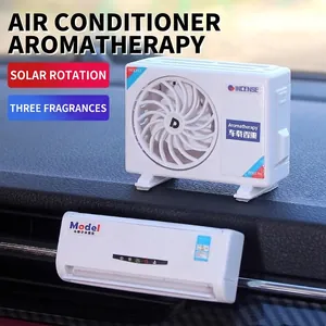 Mini Air Conditioner Model Car Air Freshener Solar Powered Rotating Fan Aromatherapy Vent Clip Dashboard Ornament