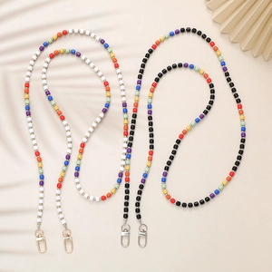 Colorful Beaded Crossbody Phone Case Lanyard Universal Bag Strap Replacement Chain For Women Hand-beaded Mobile Phone Decoration