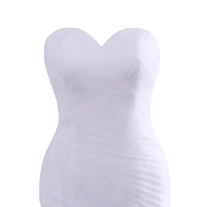 Elegant white sweetheart neck evening gown with ruched pleats and a slim fit silhouette