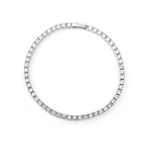Classic 4mm silver tennis bracelet with single row of sparkling round zircons