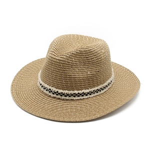 Straw Fedora Hat With Sequins And Chessboard Ribbon Sunshade Beach Holiday Breathable Travel Sun Hat For Men Women