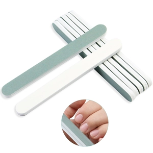 Double-sided green and white nail buffer file for polishing and shaping natural nails