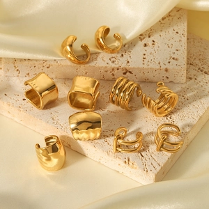 18K Gold Plated Stainless Steel Ear Cuffs For Women Minimalist Geometric Snake Spiral Non Pierced Earrings Fashion Jewelry