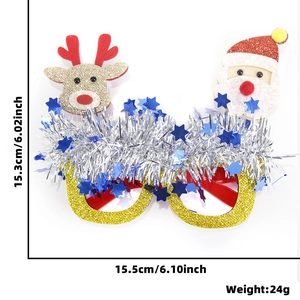 Tabella taglie occhiali di Natale con glitter dorati, Babbo Natale e renna decorativa