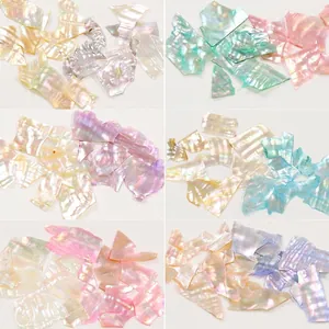 Multi-color ultra-thin natural iridescent shell flakes for 3D nail art decoration