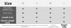 Tabella taglie per camicia a righe con spalline e misure in cm per le taglie da XS a L