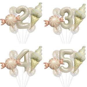 Dessert Ice Cream Candy Number Aluminum Foil And Latex Balloons Birthday Party Decorations Kit For Kids Room Setup