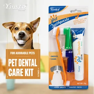 Pet Toothbrush And Toothpaste Dual Head Finger Brushes Oral Dental Cleaning Breath Freshening For Dogs Cats Hygiene