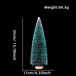 Detailed dimensions of 35cm mini green cedar Christmas tree with snow and wood base