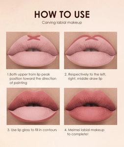 Step-by-step tutorial for applying matte liquid lipstick and lip liner for a carved look