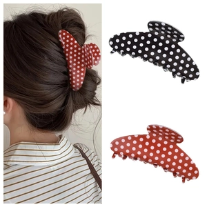 Hair Claw PVC Polka Dot Semicircle Shark Clip Fashion Sweet Headwear For Women Girls