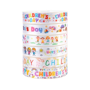Six rolls of colorful Children's Day theme decorative ribbons for gift packaging DIY